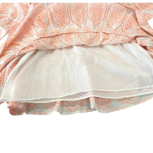 dRA Los Angeles Yara Floral Eyelet Mini Dress Size M Pink & Ivory 3/4 Sleeve - Picture 4 of 7